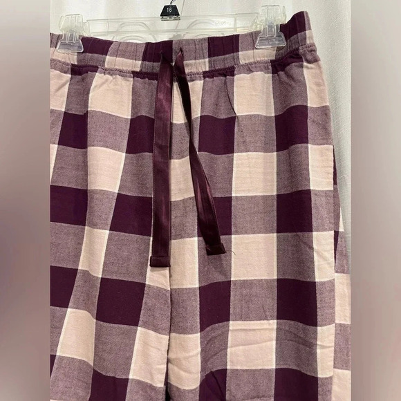 Flannel Pants Size Small Sleep Pants Loungewear Checked Maroon and Off White - Picture 3 of 4